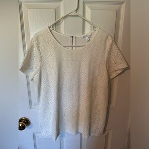 White Market & Spruce Crochet Front Mixed Material Top NWOT